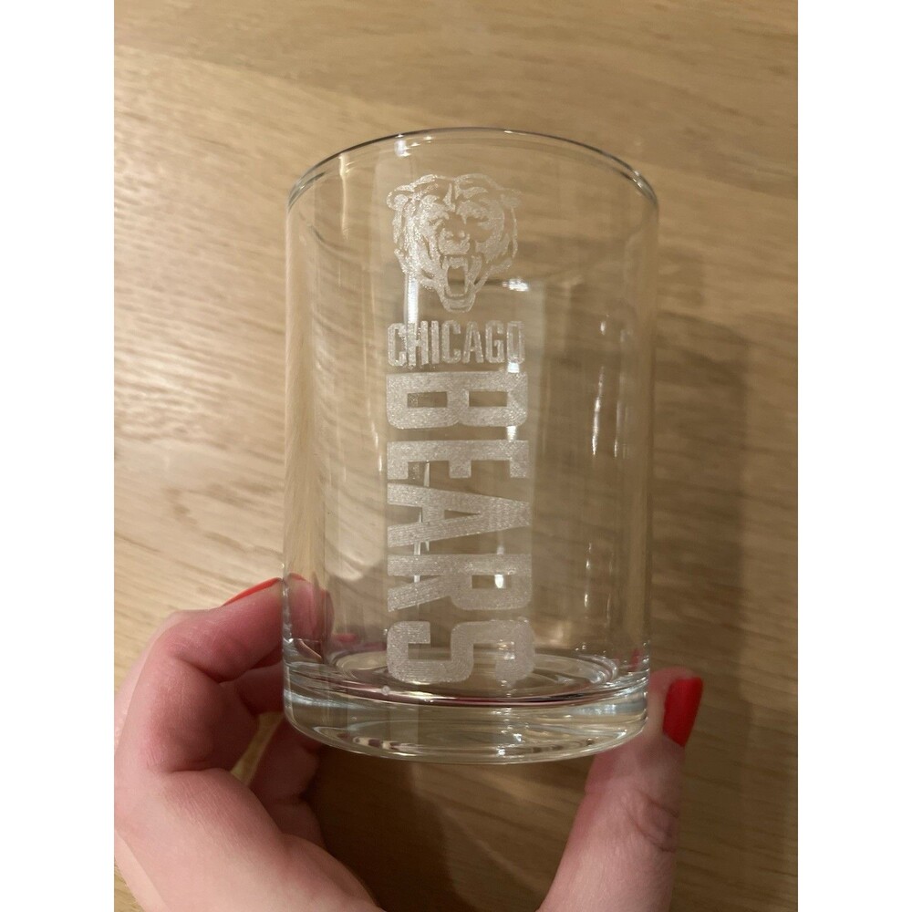 Chicago Bears NFL Laser Etched Clear Beer Rocks Tumbler Glass
